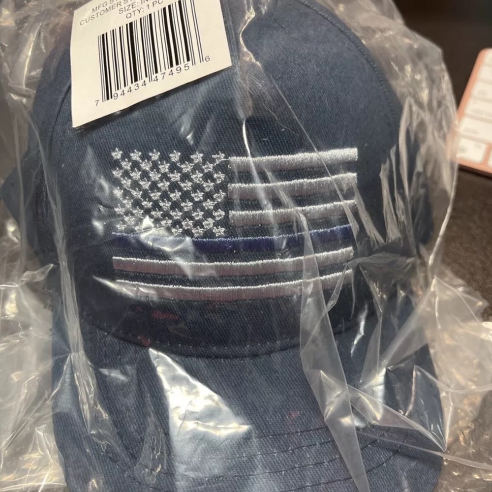 Addie & Tate Infant Embroidered Police Thin Blue Line Baseball Hat DONATE 10%